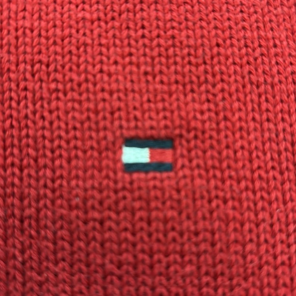 Vintage 90s Tommy Hilfiger Cotton Knit Sweater Red size L - Picture 2 of 8